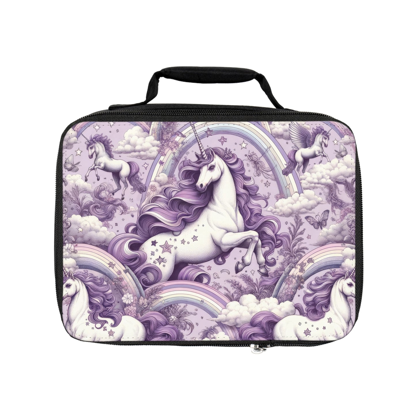 Unicorn and Rainbows in Majestic Lavender - Lunch Bag