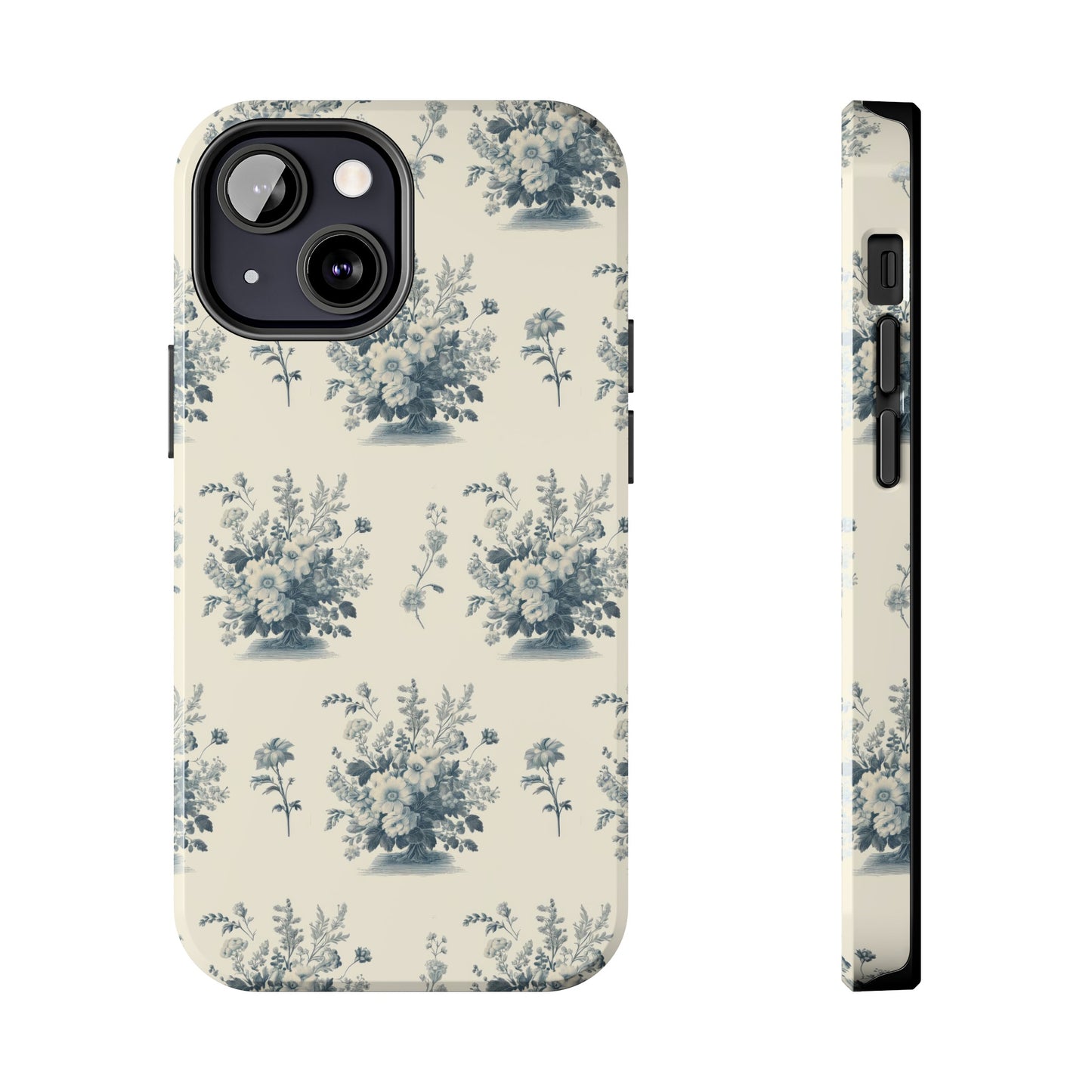 Bouquet Toile de Jouy in Light Cerulean - Samsung and iPhone Tough Phone Case