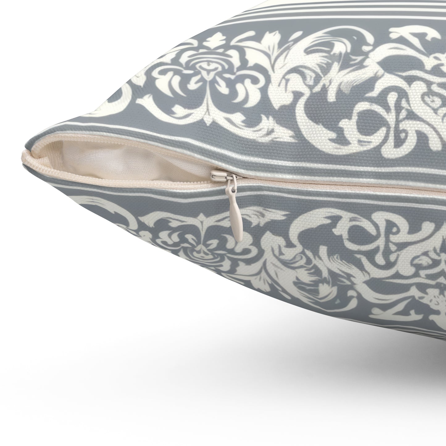 Damask in Grey Spun Polyester Square Pillow (Pillow and Pillowcase)