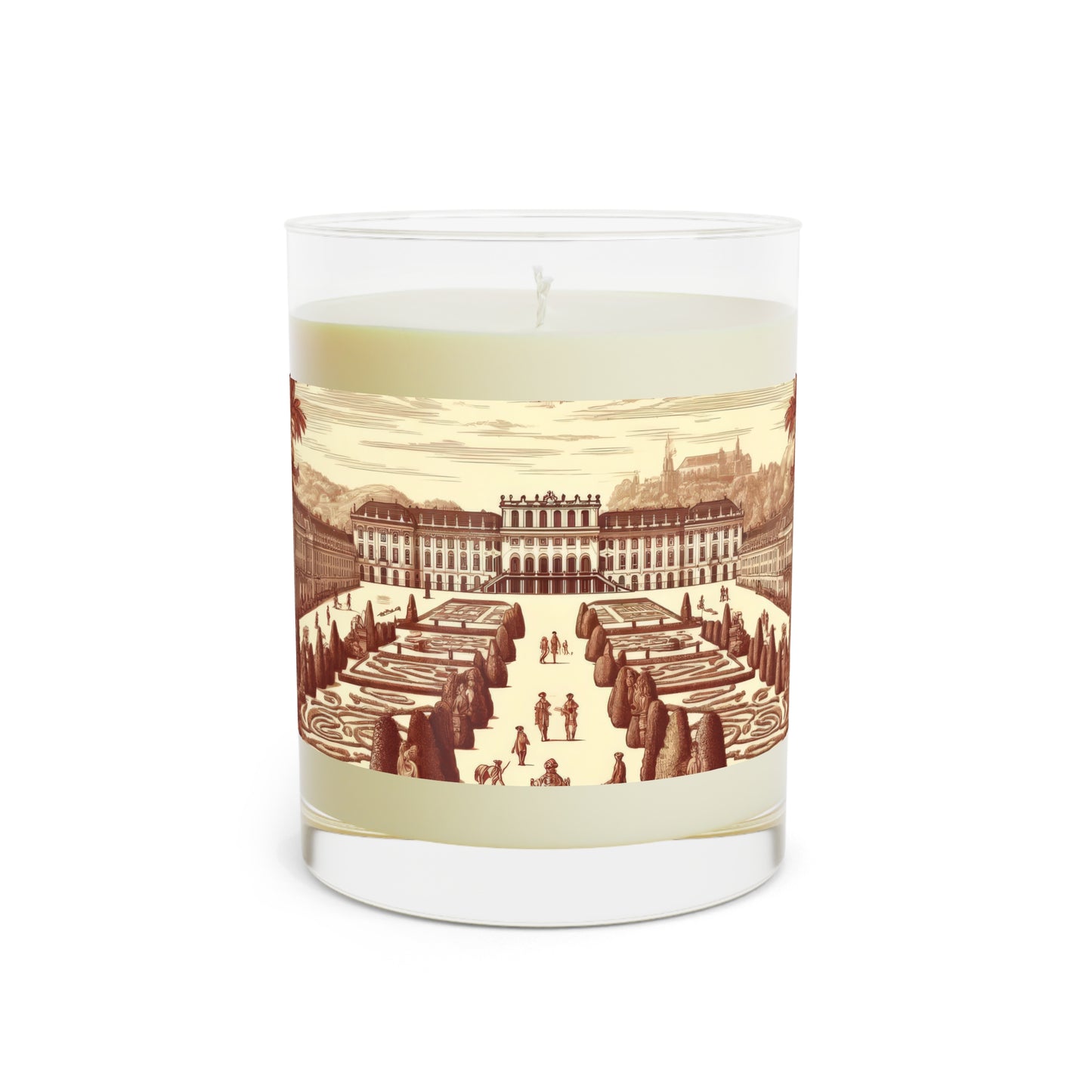 Vienna Austria - Schönbrunn Gardens in Toile de Jouy Scented Candle - Premium Design Printed On 11oz Glass, Not a Sticker Label