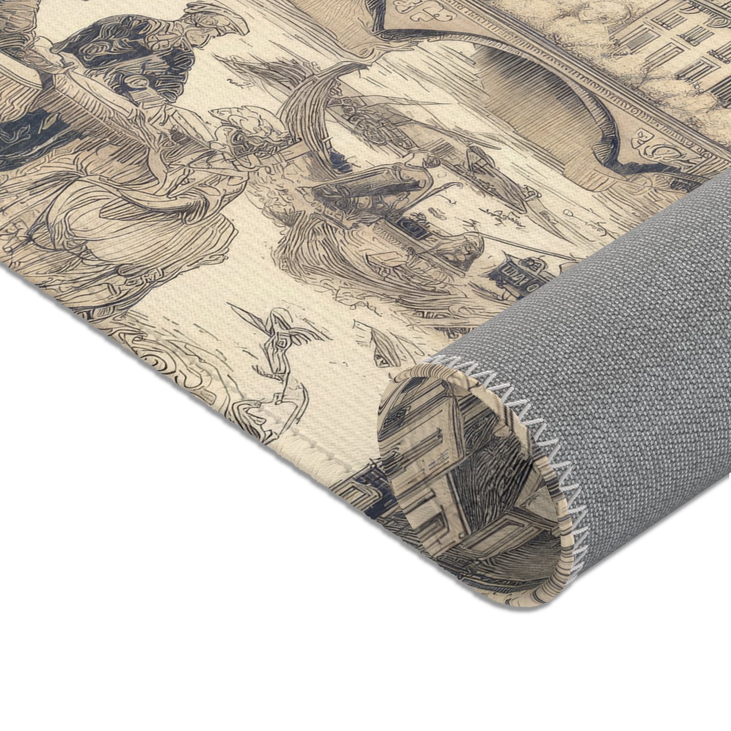 Paris France - Toile de Jouy - Area Rug - Sink Mat - Welcome Mat - 24x36 inches