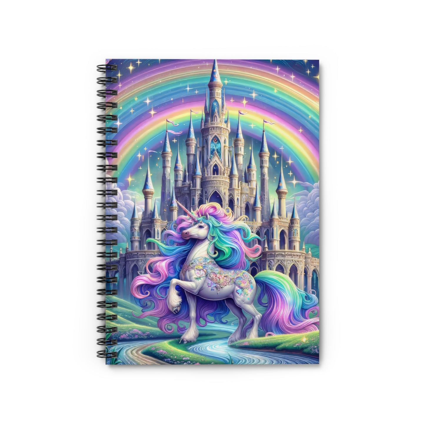 Unicorn and Rainbow Castle Spiral Notebook - Ruled Line