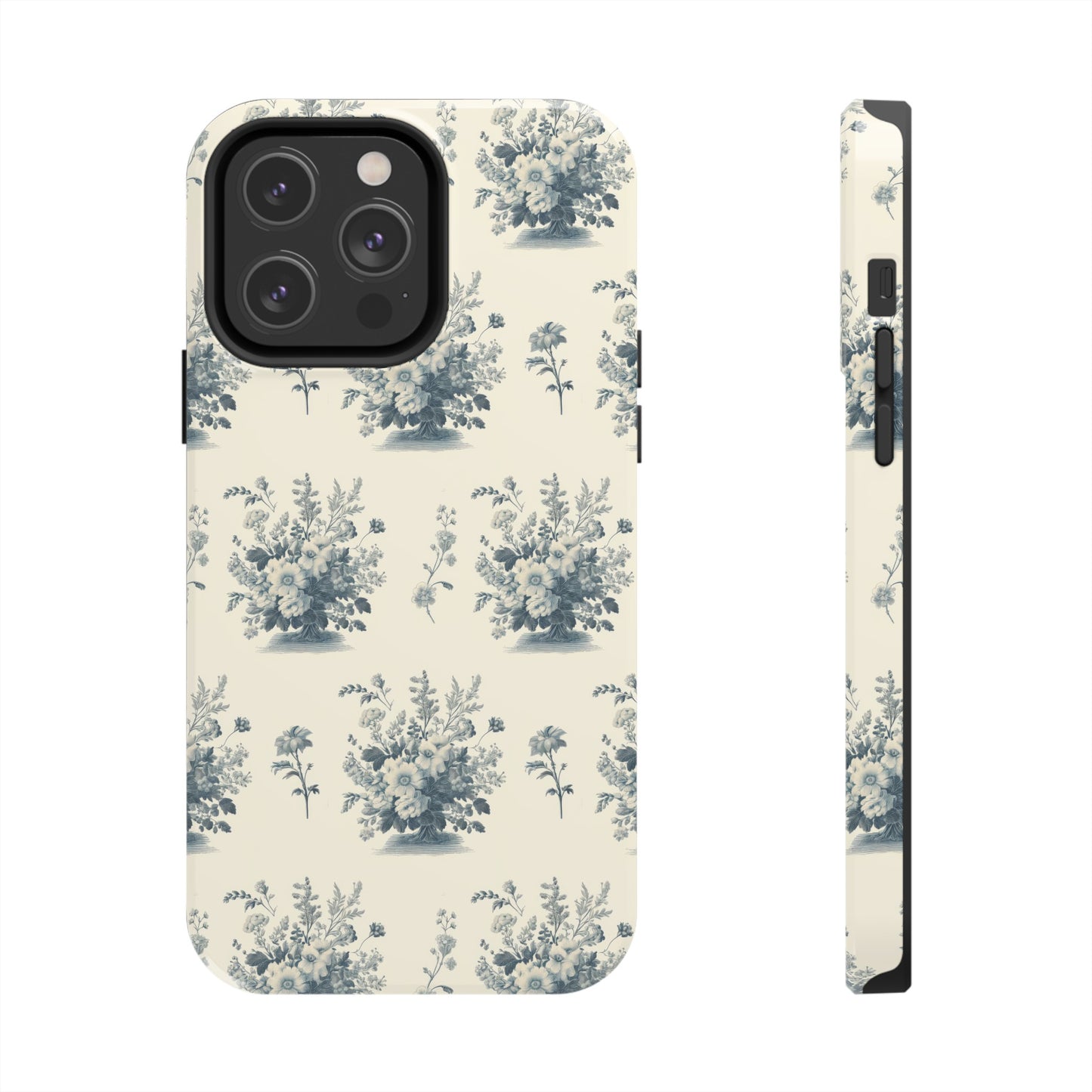 Bouquet Toile de Jouy in Light Cerulean - Samsung and iPhone Tough Phone Case