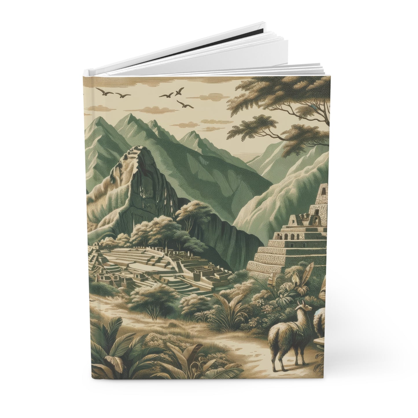 Machu Picchu Peru in Toile de Jouy - Hardcover Journal Notebook Matte