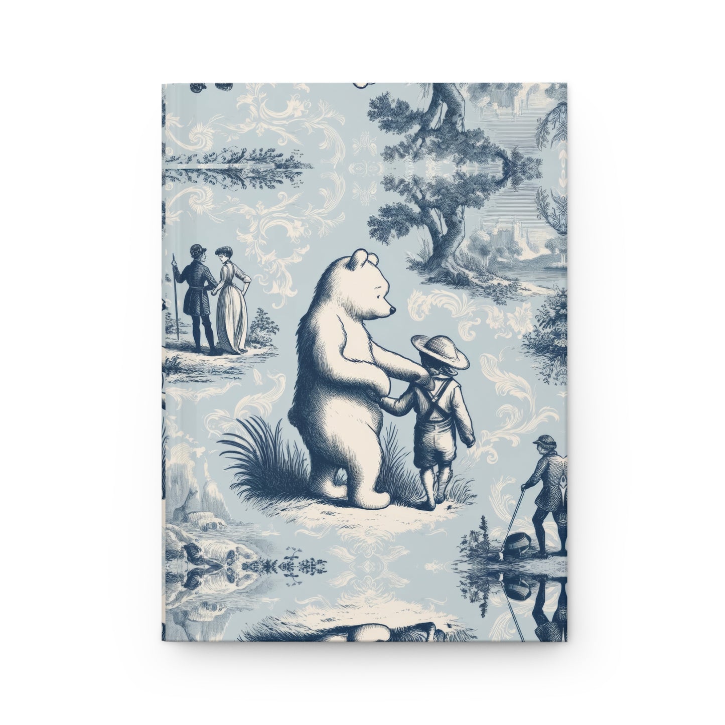 Winnie the Pooh and Christopher Robin in Toile de Jouy - Hardcover Journal Notebook Matte