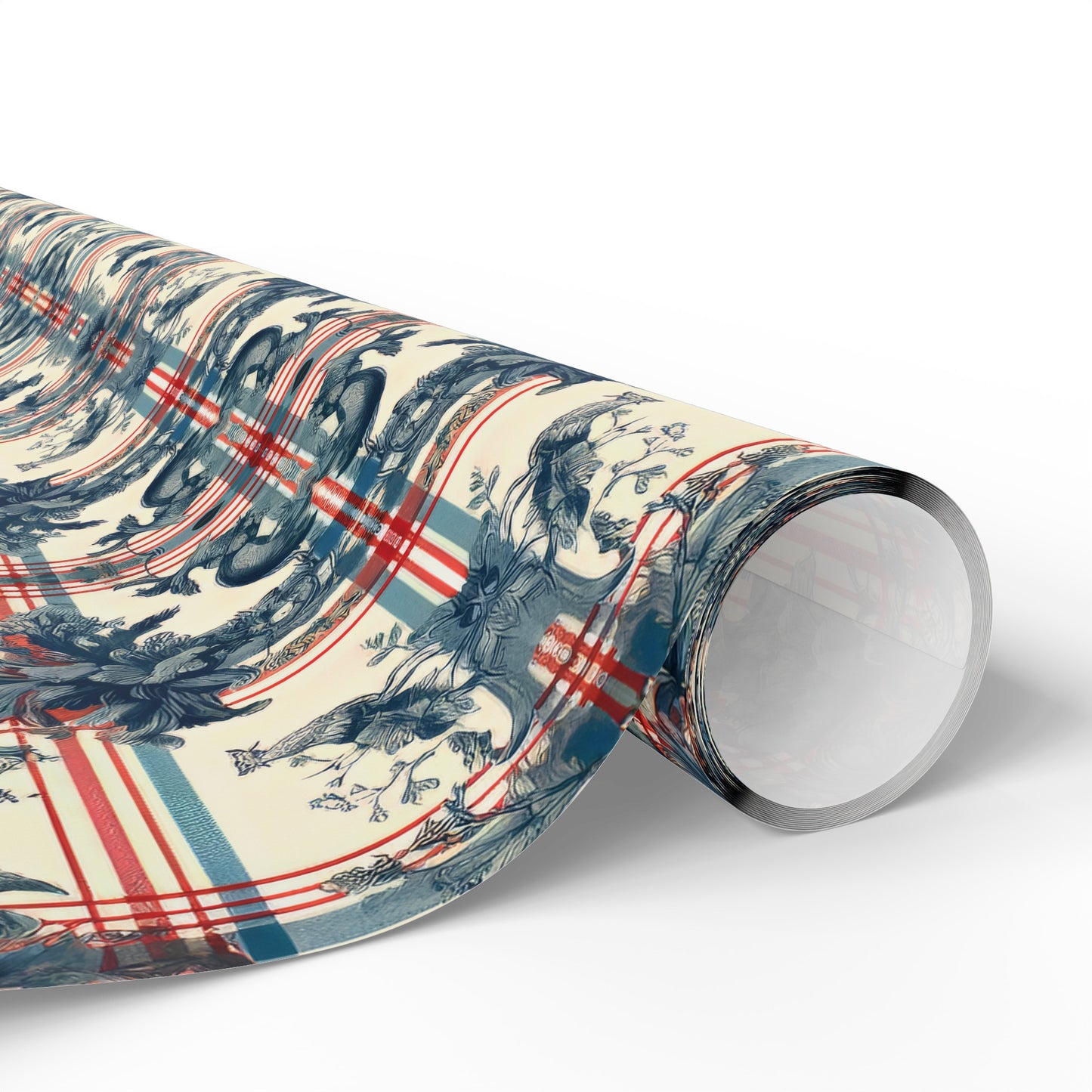 French Provincial in Red and Blue in Plaid Wrapping Paper 30"x 72"