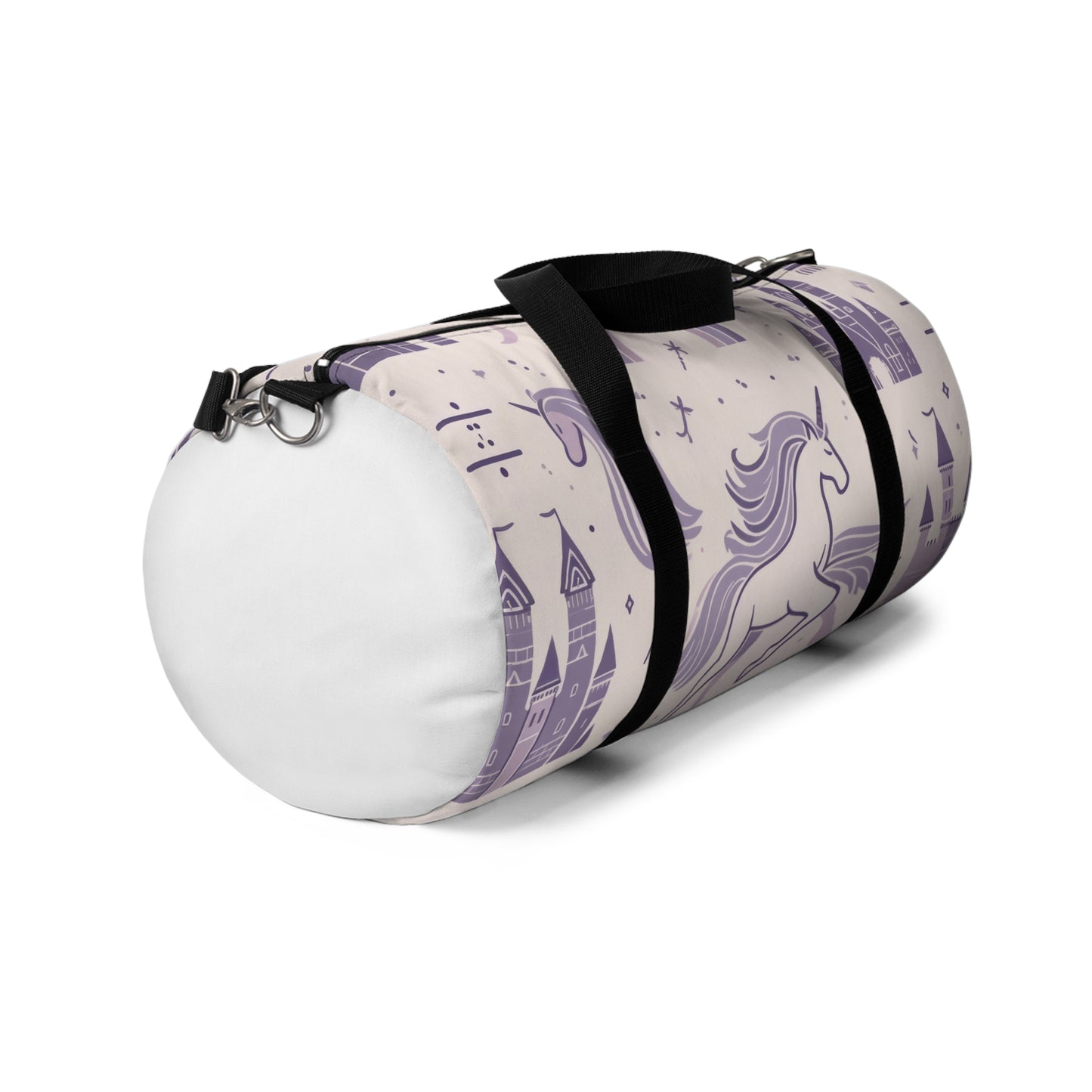 Unicorns and Rainbows in Lavender Duffel Workout Bag