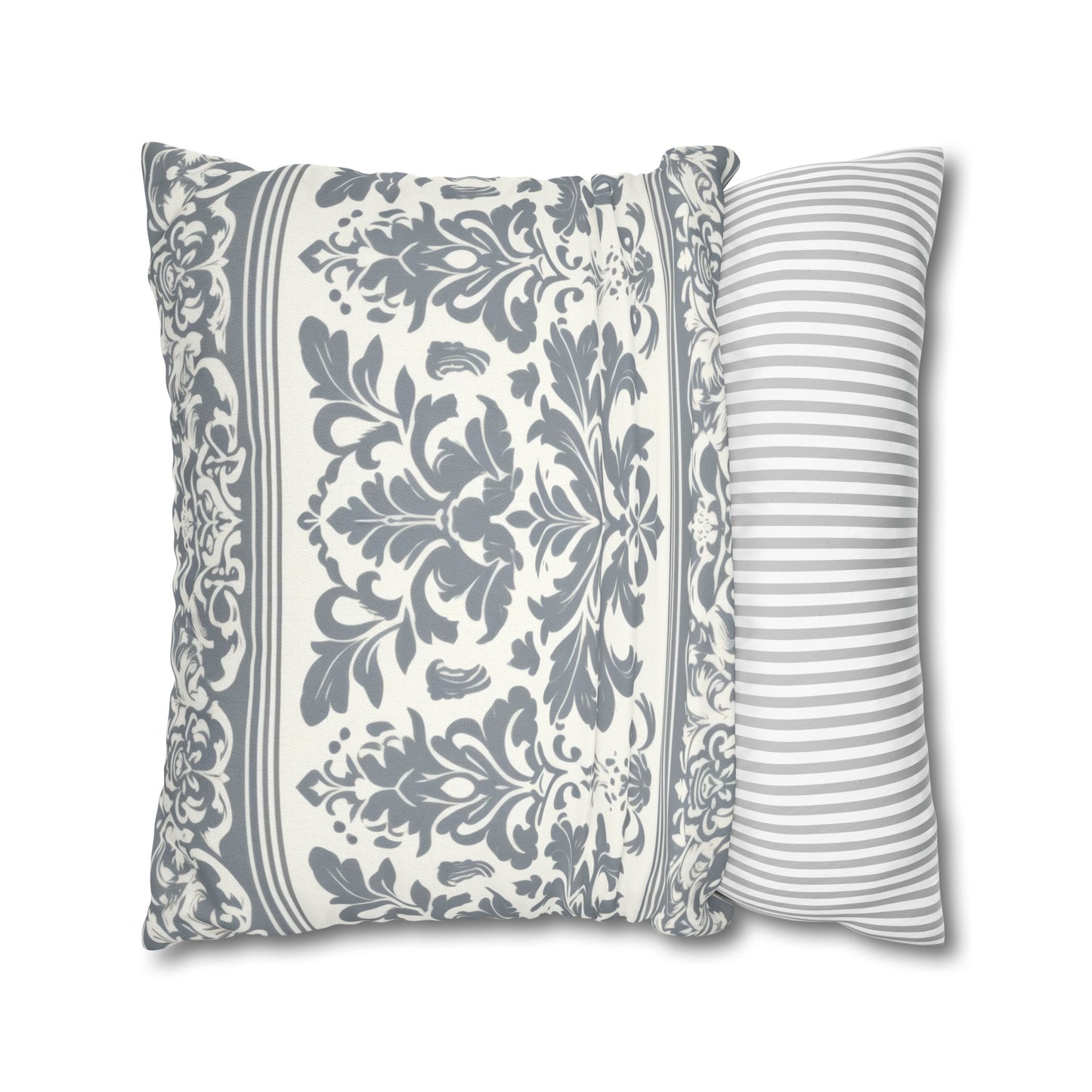 Damask in Grey Spun Polyester Square Pillow (Pillow and Pillowcase)