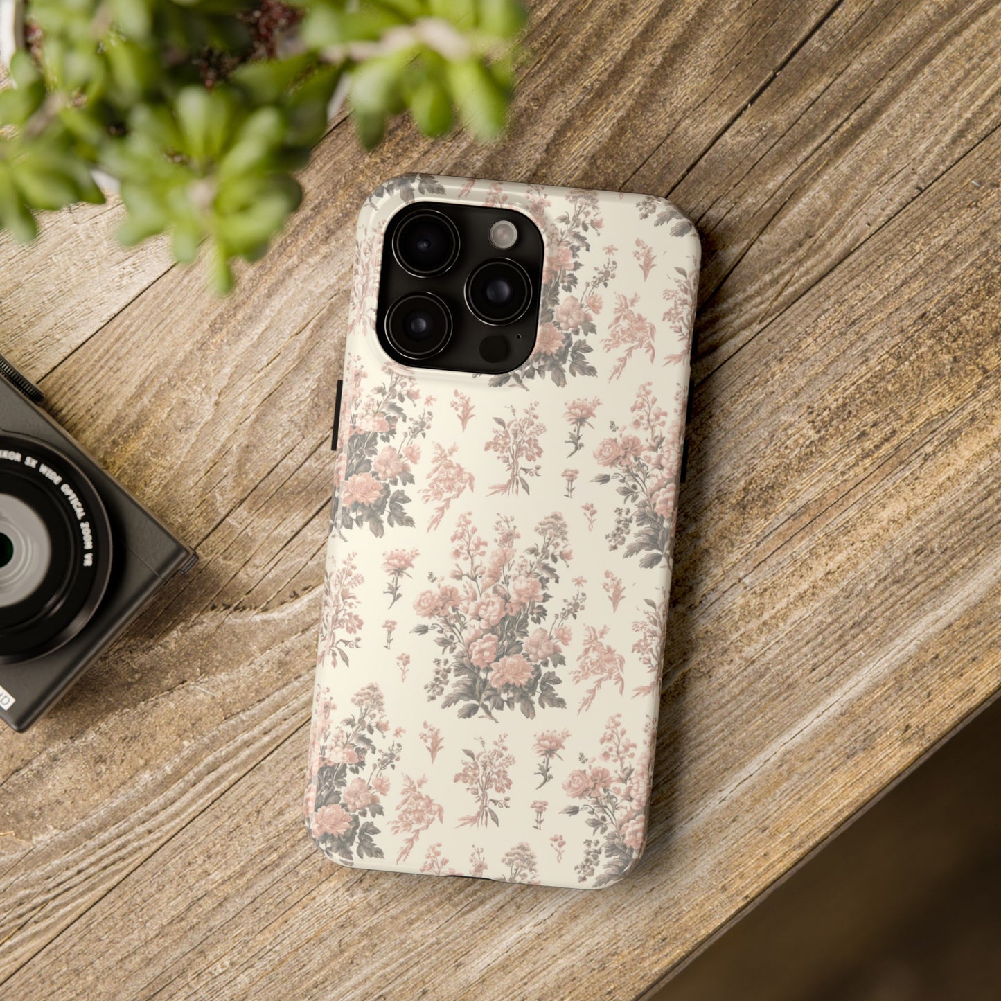 Bouquet Toile de Jouy in Pink and Grey - Samsung and iPhone Tough Phone Case