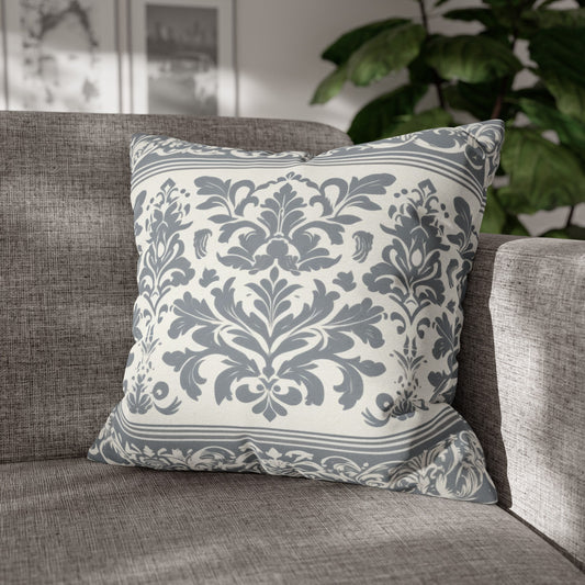 Damask in Grey Spun Polyester Square Pillowcase Only