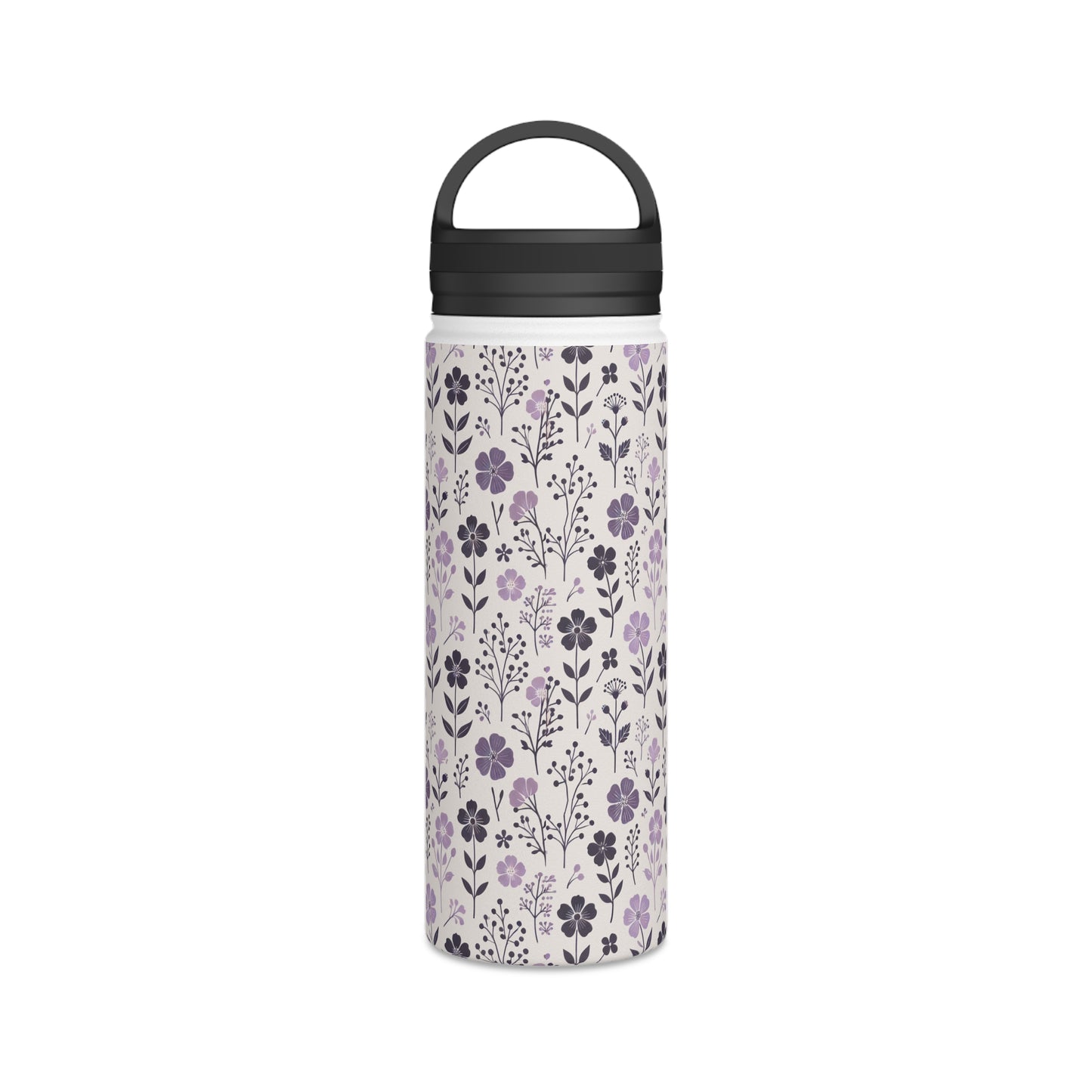 Floral Lavender - Steel Water Bottle Tumbler, Handle Lid