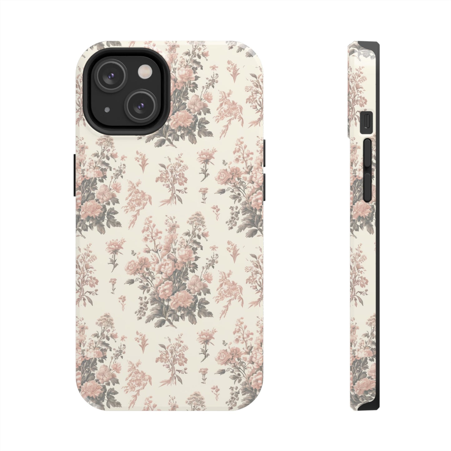 Bouquet Toile de Jouy in Pink and Grey - Samsung and iPhone Tough Phone Case