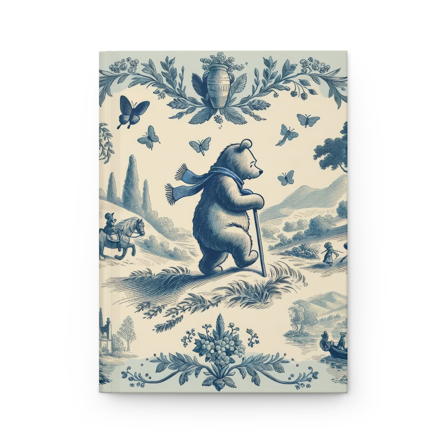 Winnie the Pooh On a Journey in Toile de Jouy - Hardcover Journal Notebook Matte