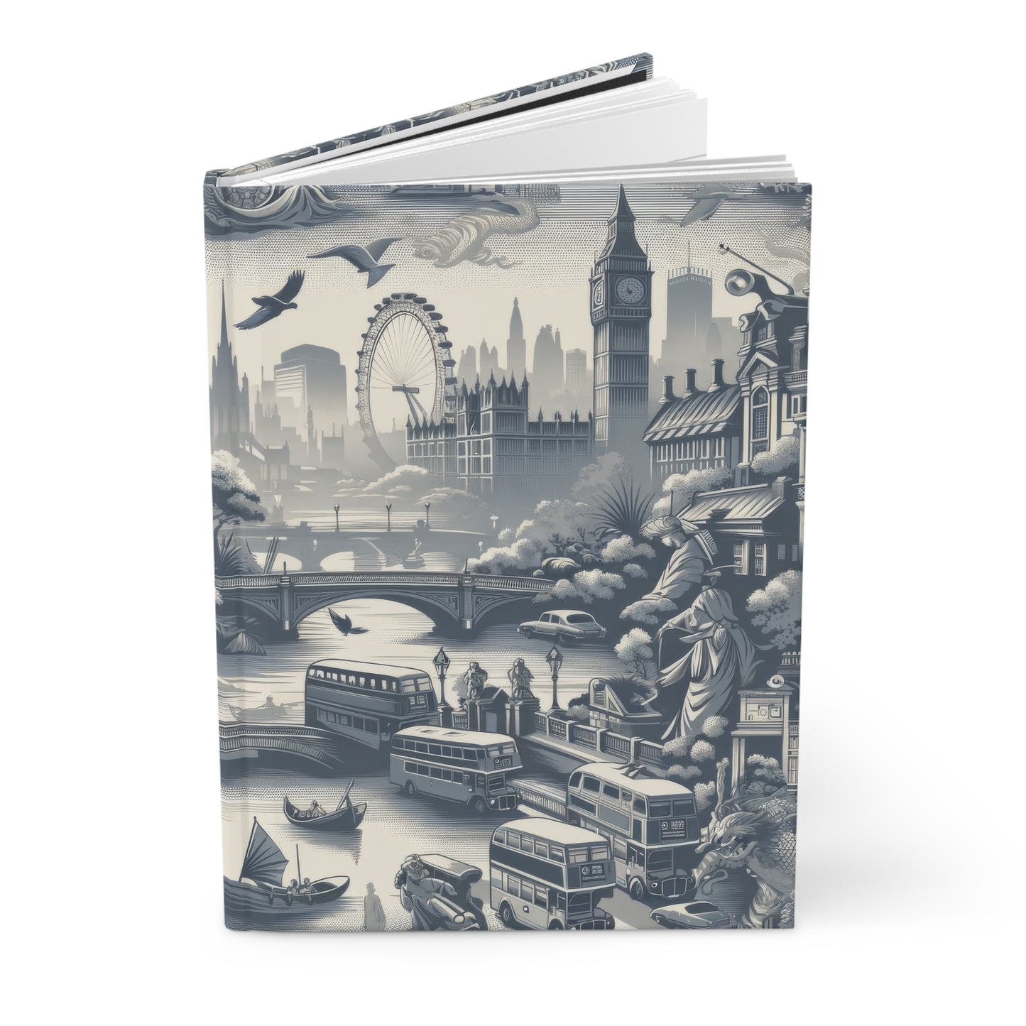 London in Toile de Jouy - Hardcover Journal Notebook Matte #london #bigben