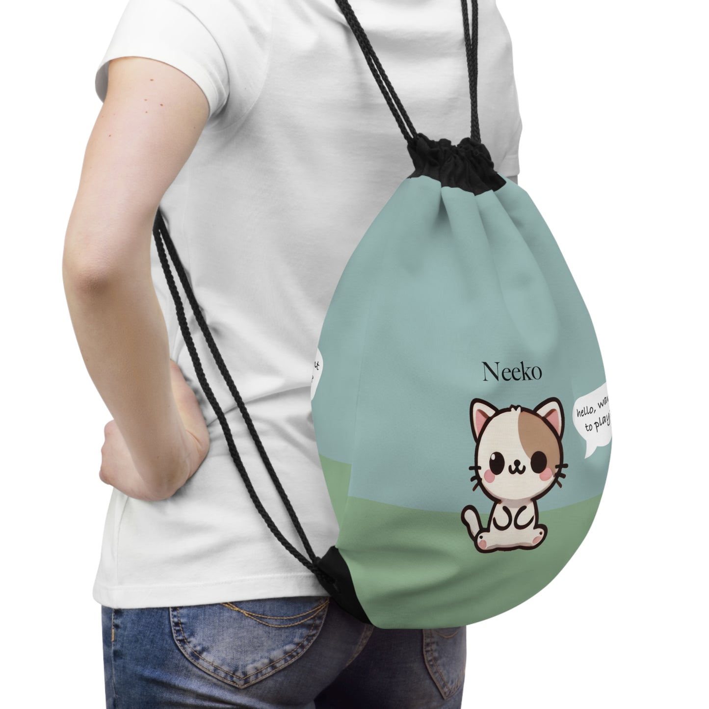 Neeko the Kitty Cat - Kawaii Designs Drawstring Bag