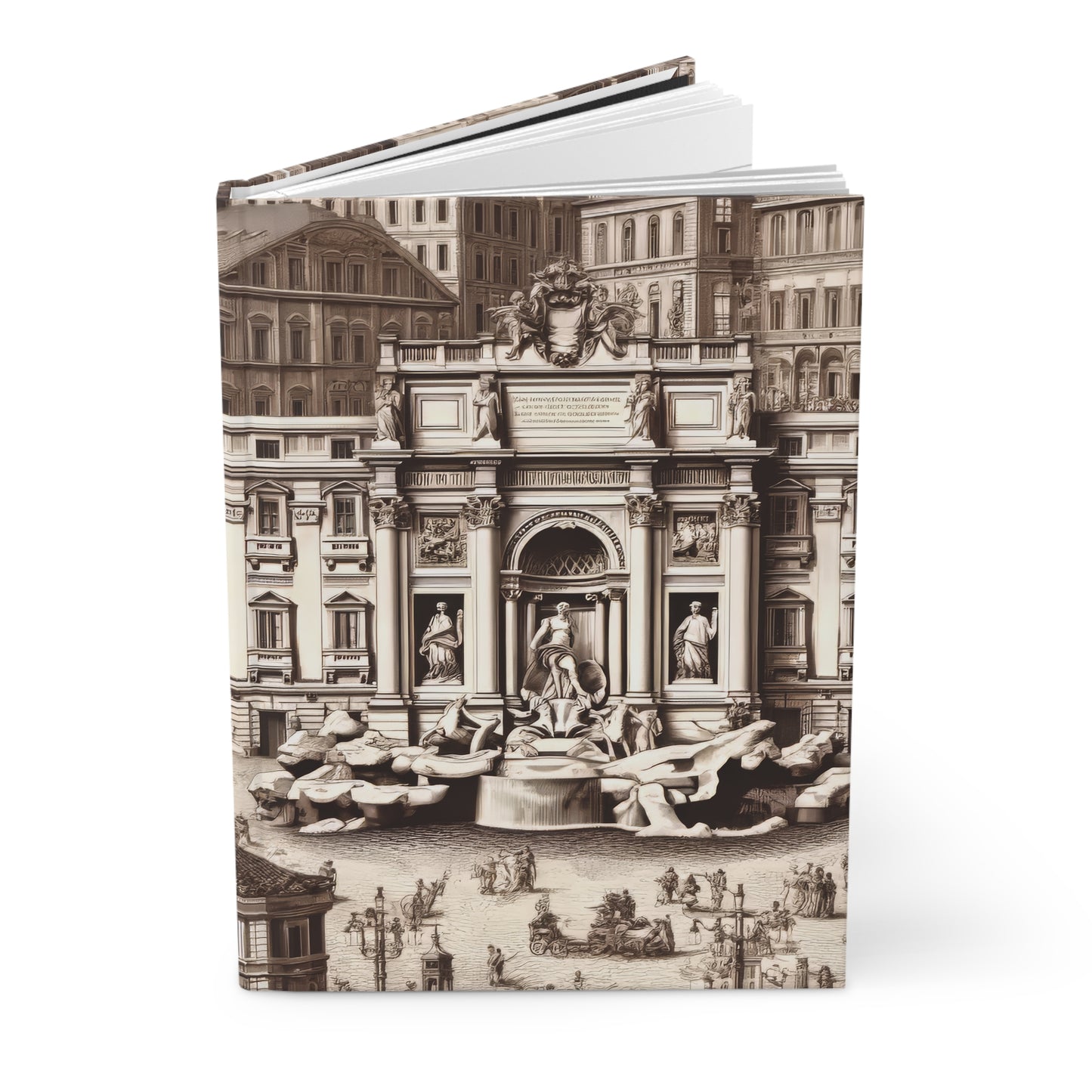 Trevi Fountainv - Rome - Italy in Toile de Jouy - Hardcover Journal Notebook Matte #trevi #rome