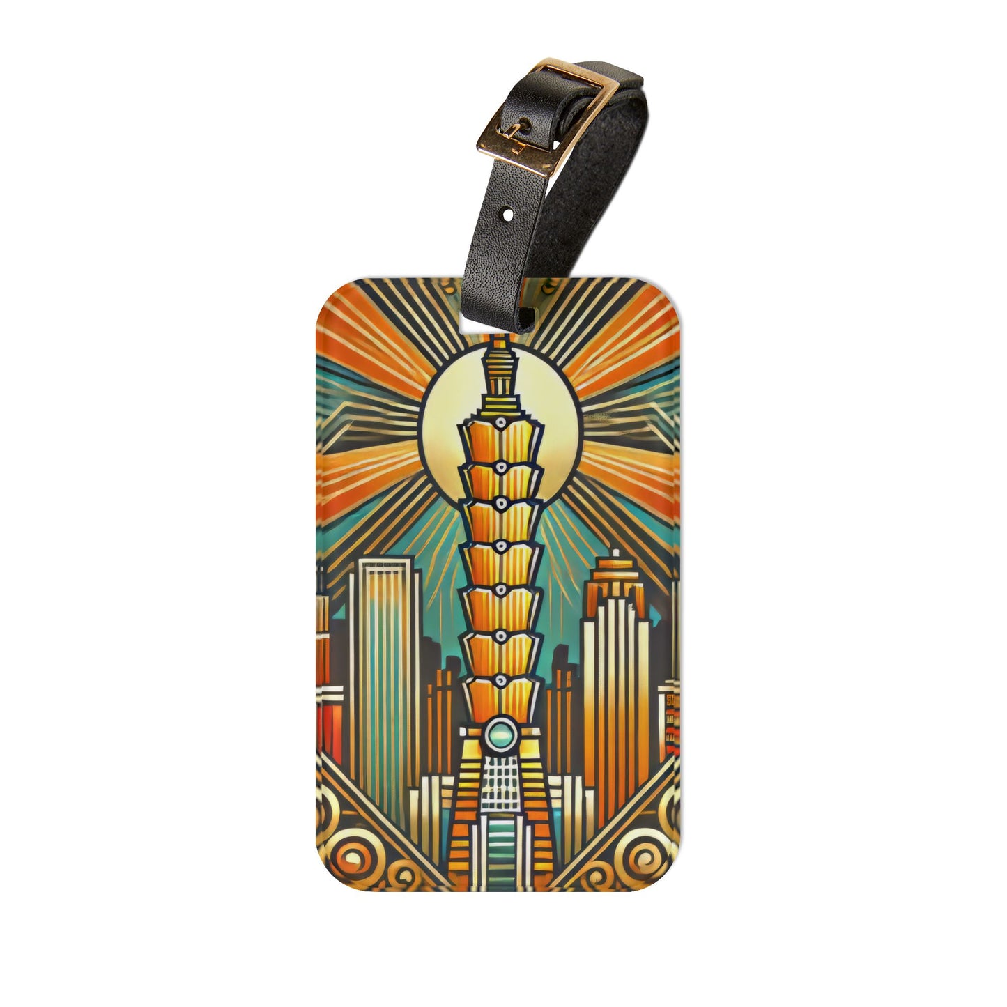 Art Deco Taipei 101 Taiwan Luggage Tag