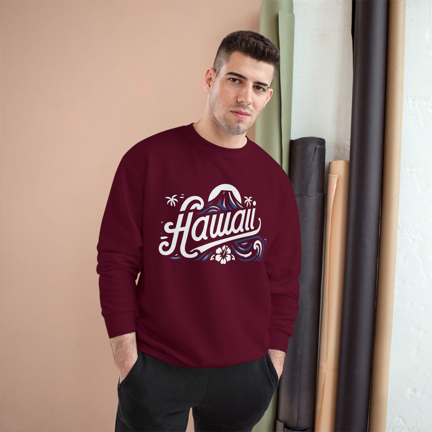 Hawaii Wave Champion Crewneck Sweatshirt — Vintage Surf Island Graphic