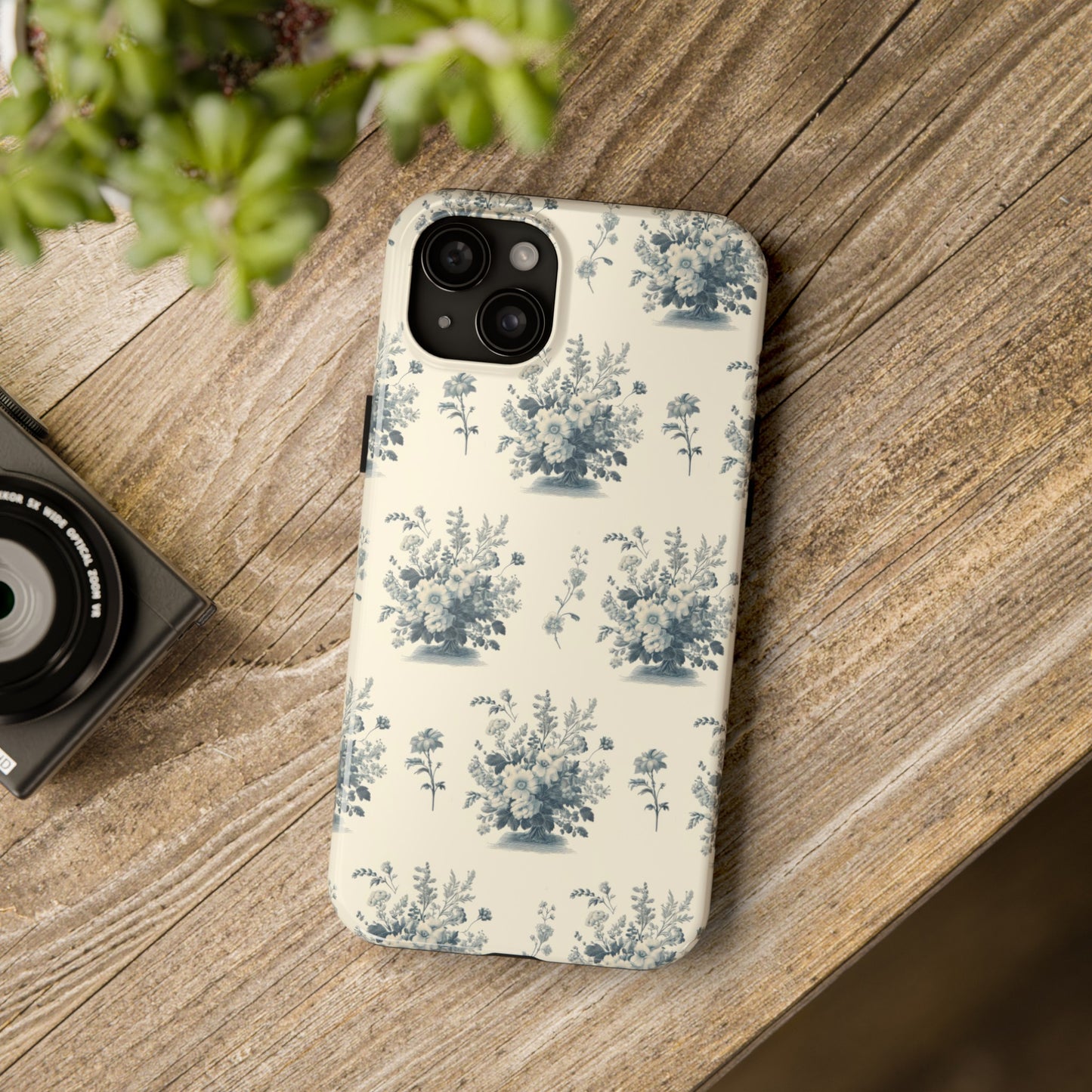 Bouquet Toile de Jouy in Light Cerulean - Samsung and iPhone Tough Phone Case