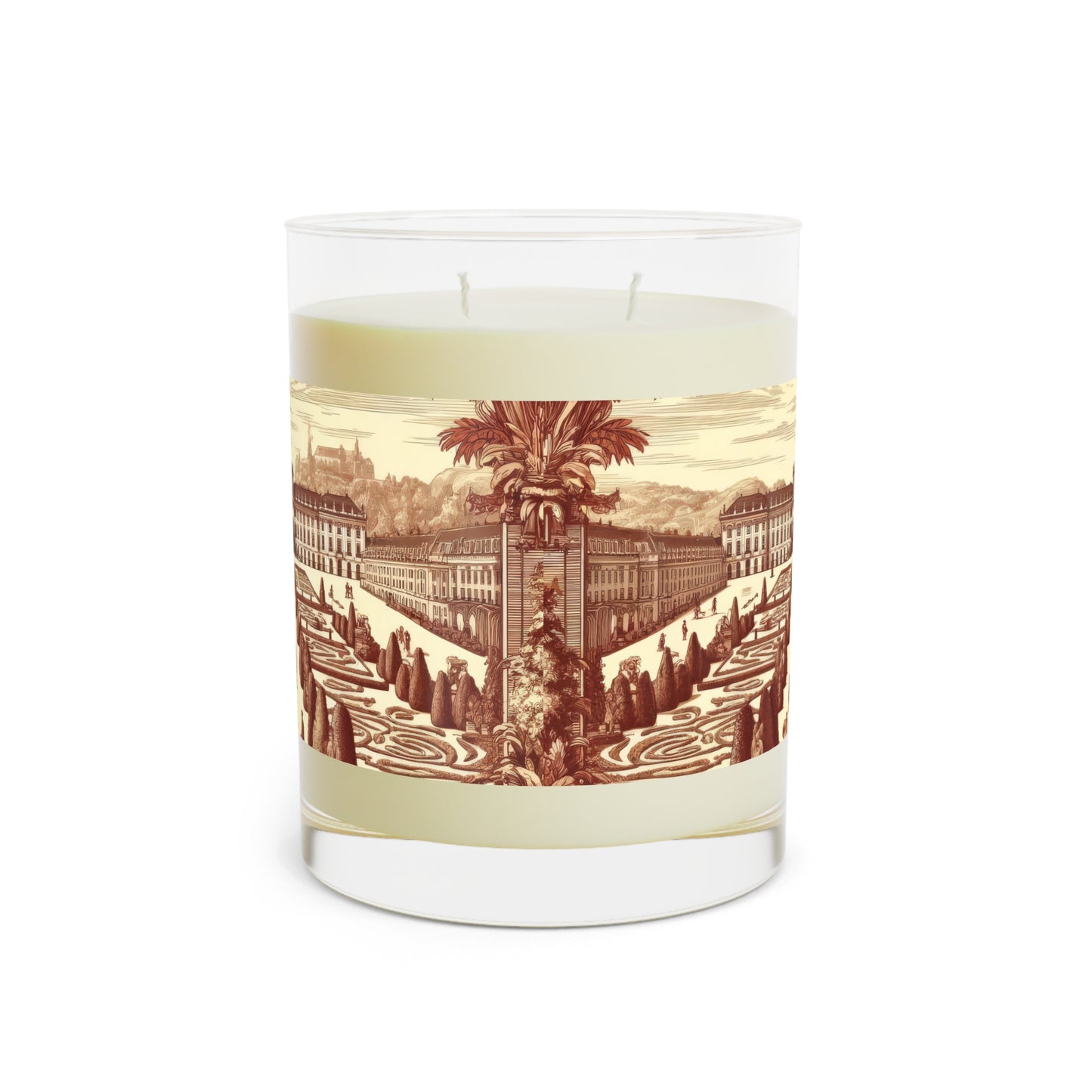 Vienna Austria - Schönbrunn Gardens in Toile de Jouy Scented Candle - Premium Design Printed On 11oz Glass, Not a Sticker Label