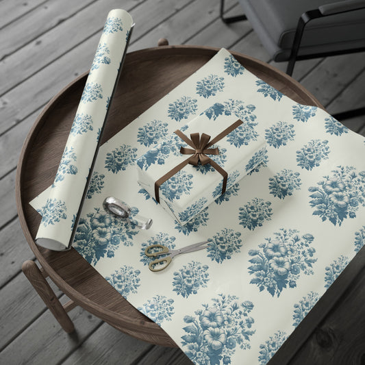 Bouquet Toile de Jouy in Cerulean Wrapping Paper 30"x 72"