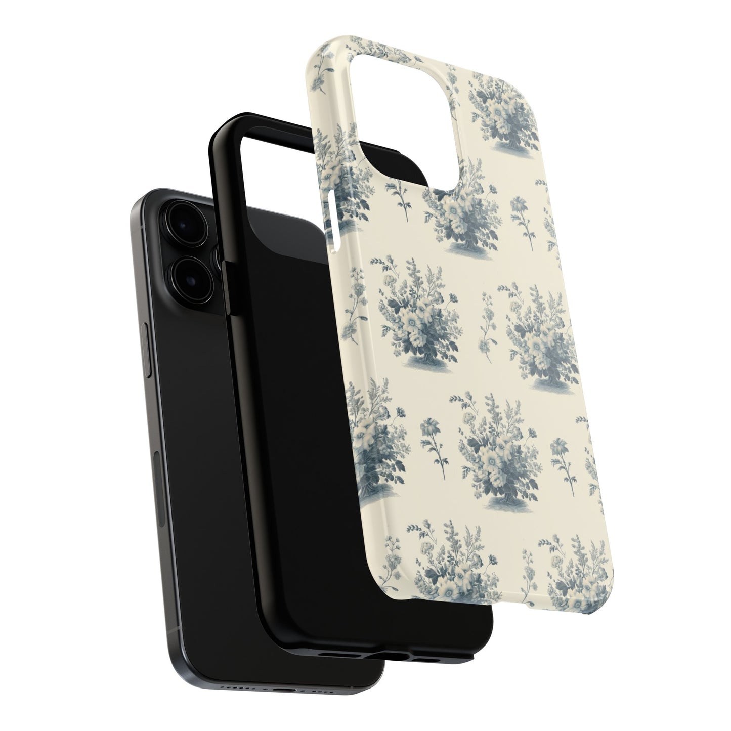 Bouquet Toile de Jouy in Light Cerulean - Samsung and iPhone Tough Phone Case