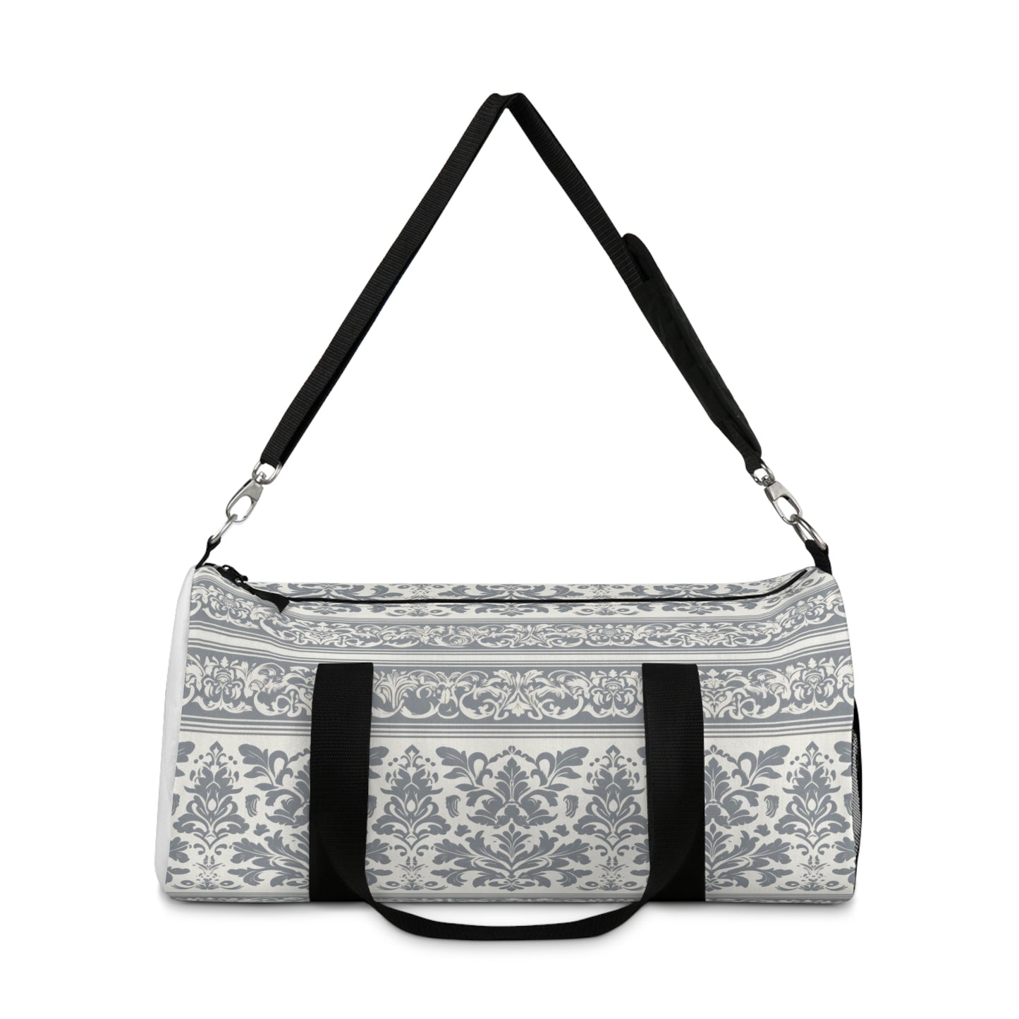 Damask in Grey Duffel Workout Bag