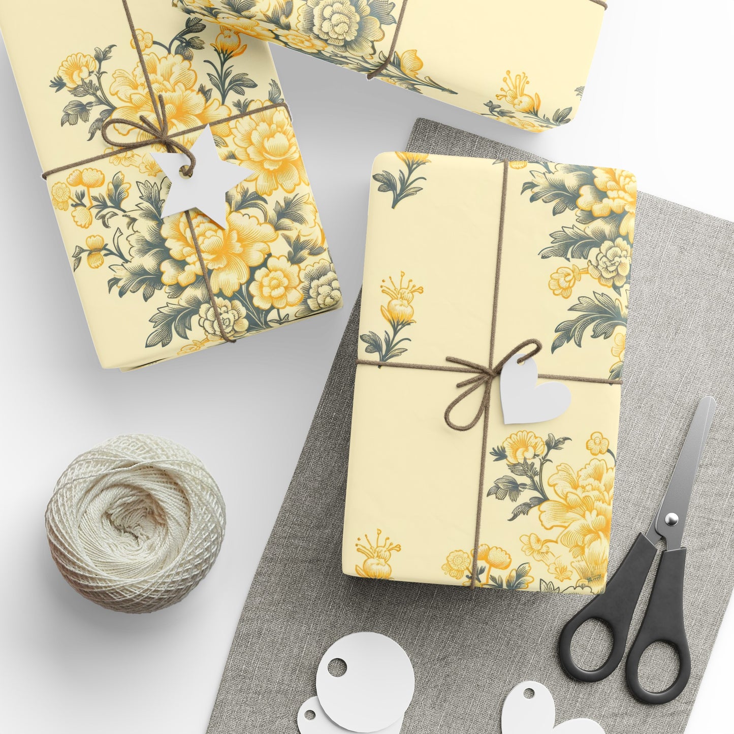 Bouquet Toile de Jouy in Yellow Wrapping Paper 30"x 72"