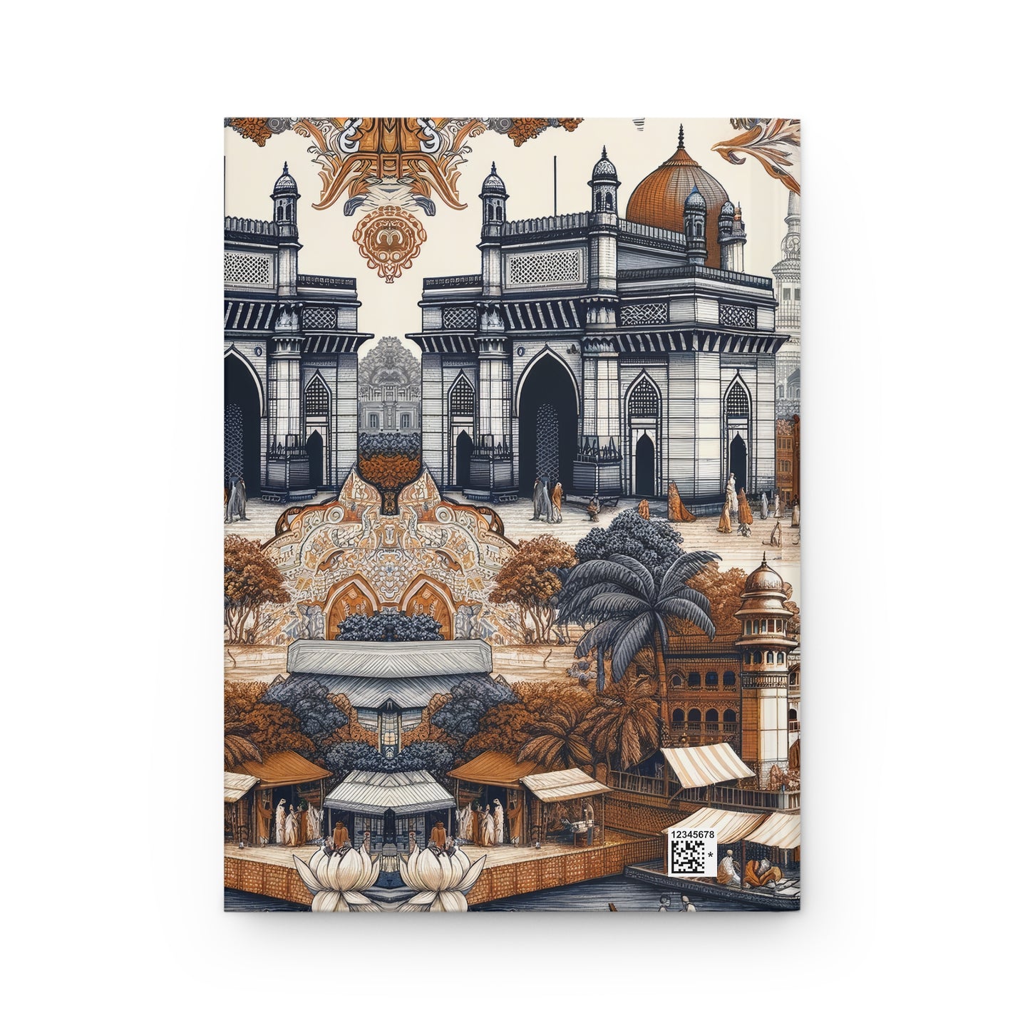 Mumbai and Taj Mahal India in Toile de Jouy - Hardcover Journal Notebook Matte #mumbai #india