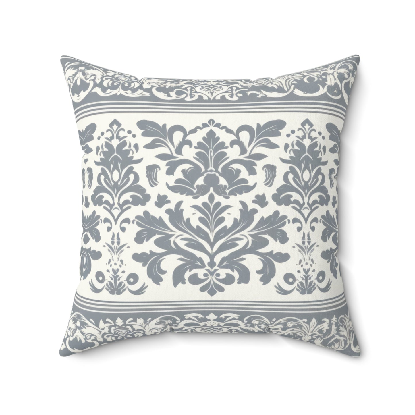 Damask in Grey Spun Polyester Square Pillow (Pillow and Pillowcase)