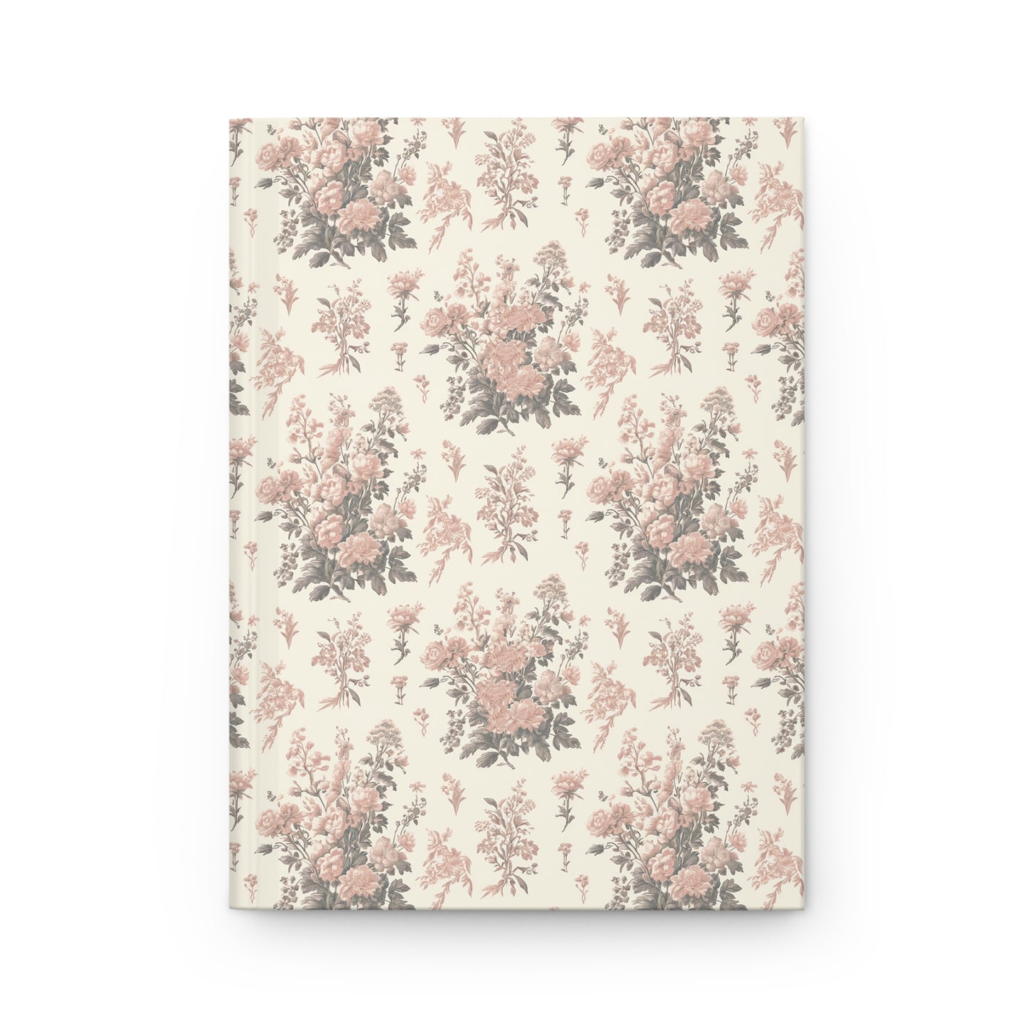 Bouquet Toile de Jouy in Pink and Grey Hardcover Journal Matte