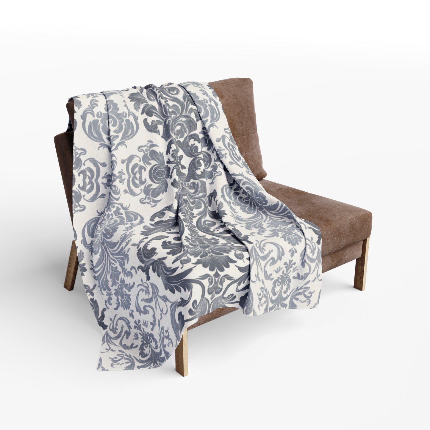 Damask in Grey Two Tone - Arctic Fleece Blanket 50"x60"