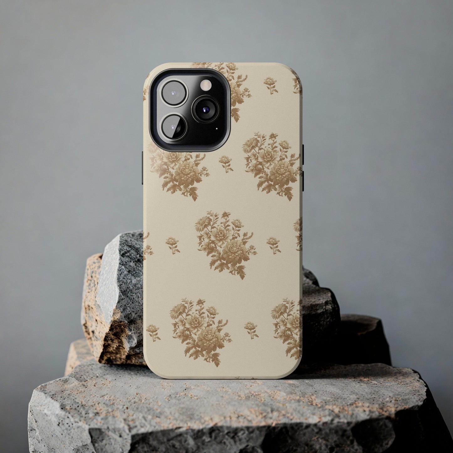 Bouquet Toile de Jouy in Light Brown - Samsung and iPhone Tough Phone Case