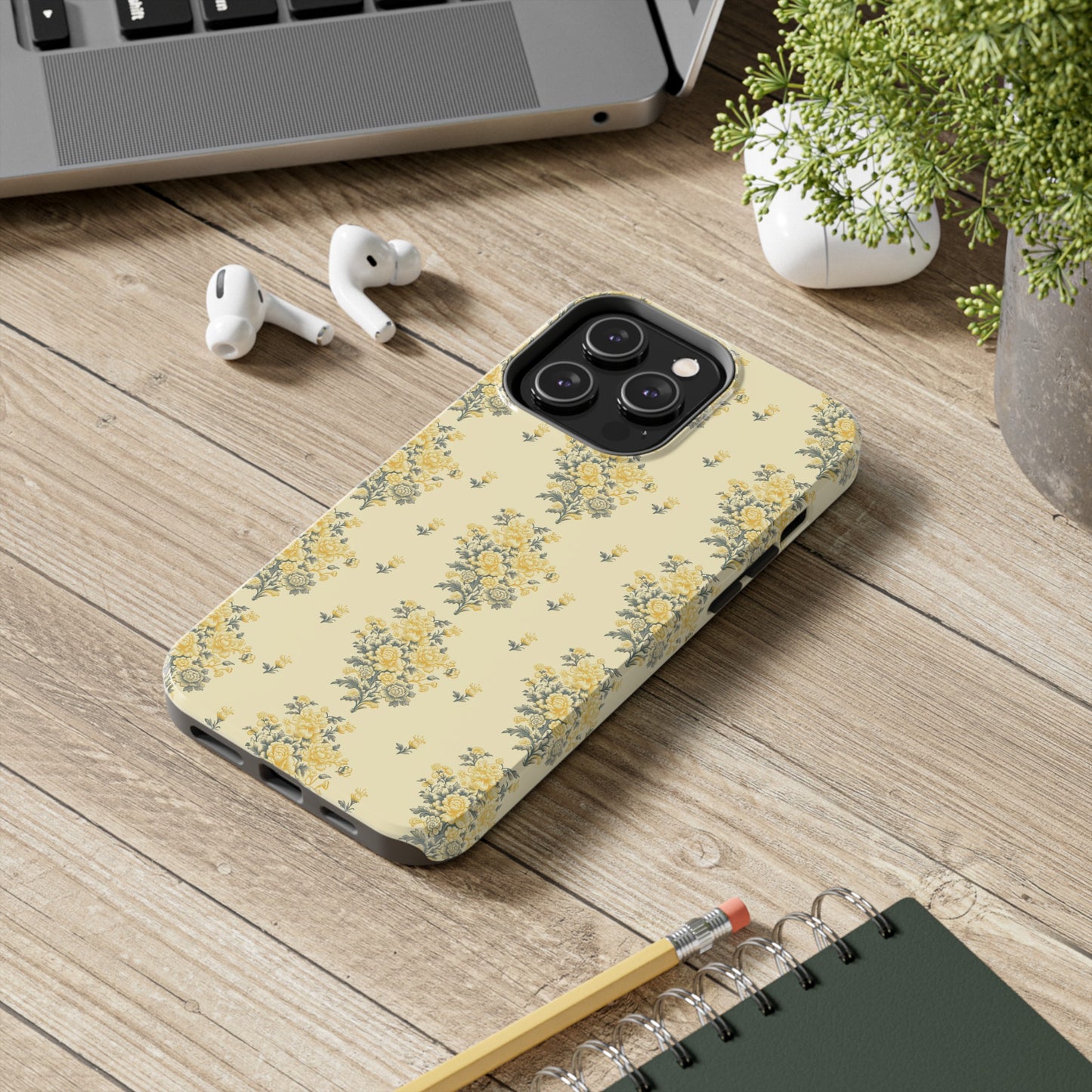 Bouquet Toile de Jouy in Yellow - Samsung and iPhone Tough Phone Case