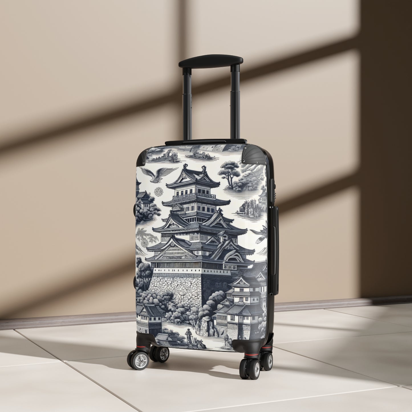 Himeji Castle Japan in Toile de Jouy - Suitcase - Small Carry On Luggage