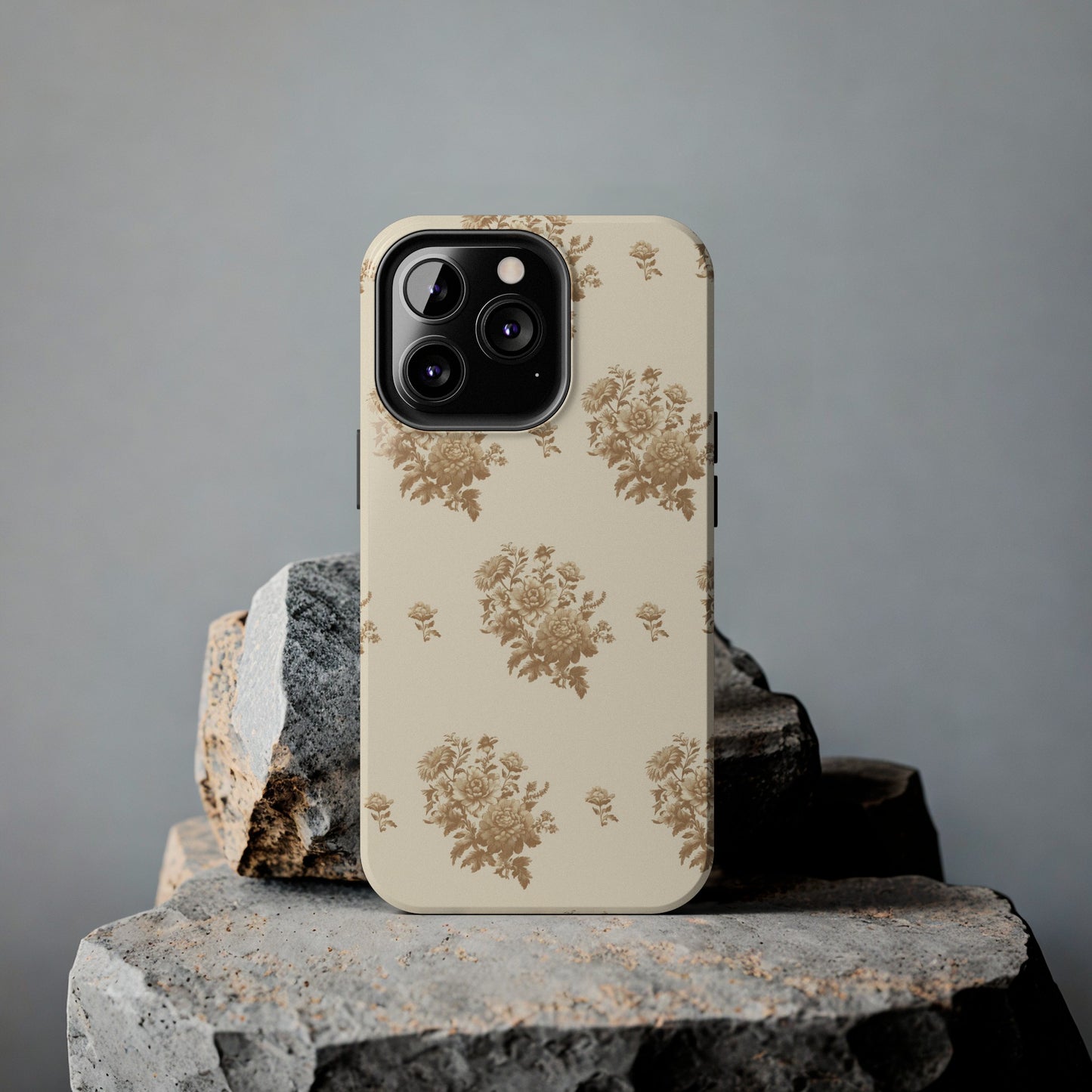 Bouquet Toile de Jouy in Light Brown - Samsung and iPhone Tough Phone Case