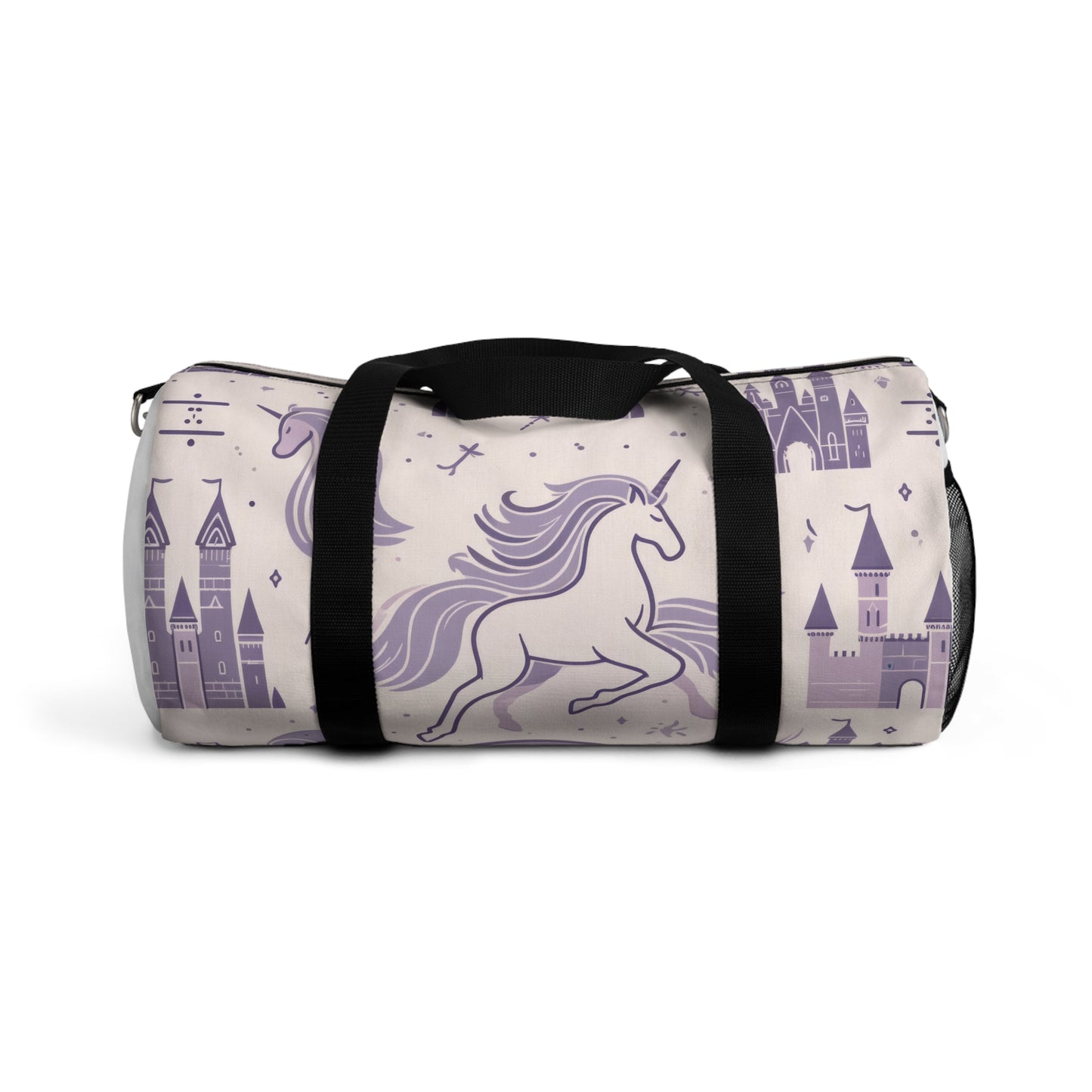 Unicorns and Rainbows in Lavender Duffel Workout Bag