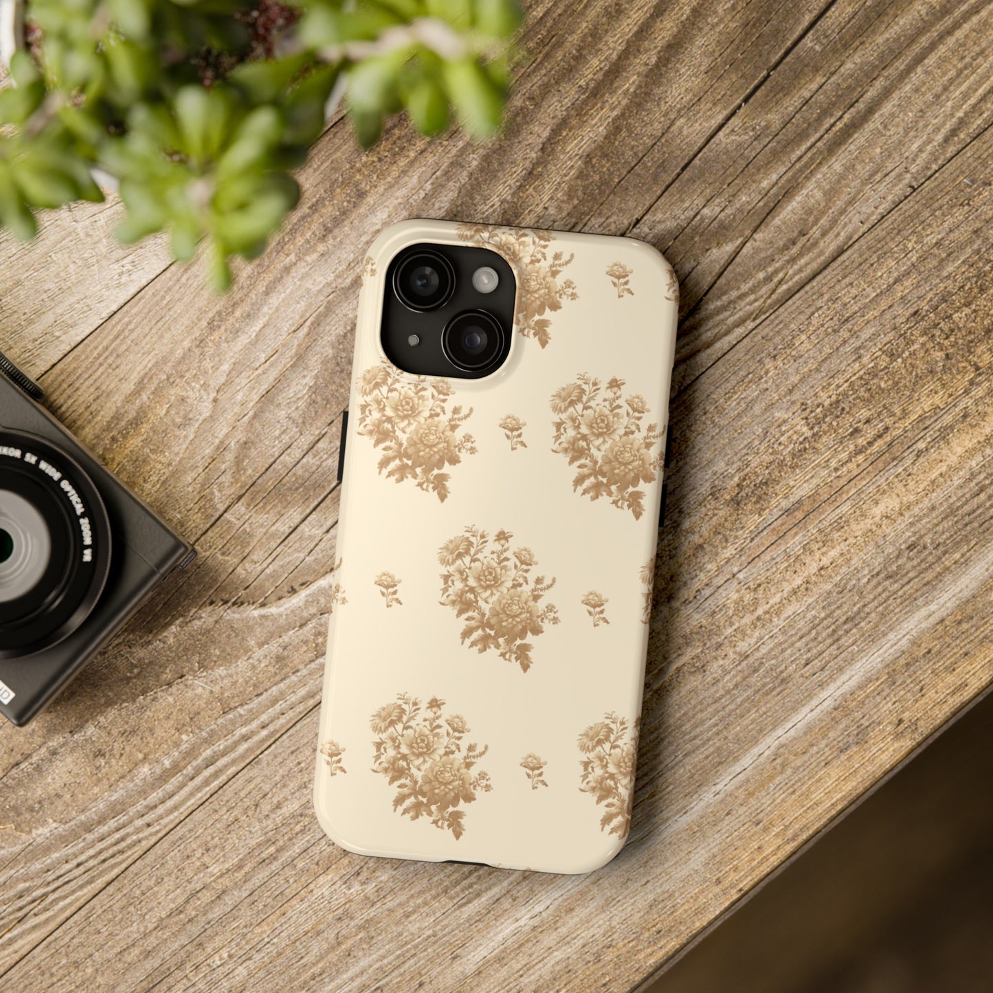 Bouquet Toile de Jouy in Light Brown - Samsung and iPhone Tough Phone Case