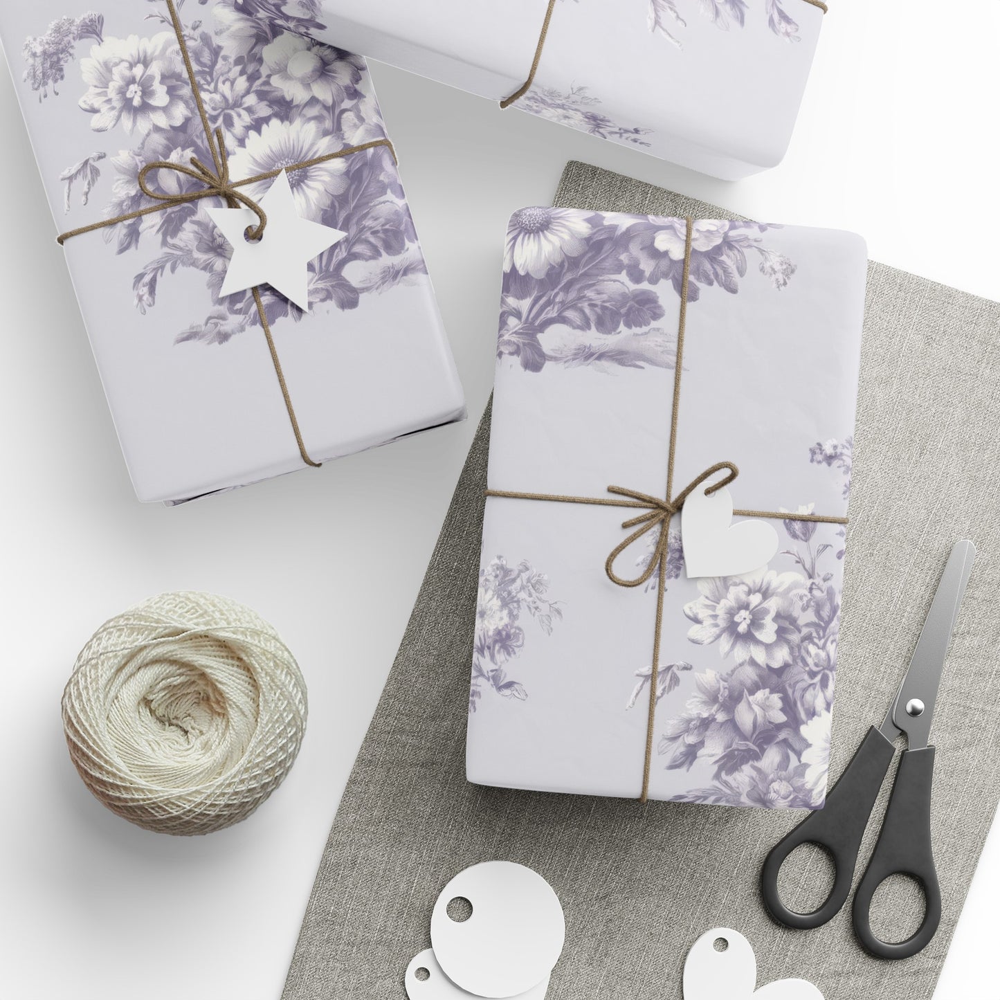 Bouquet Toile de Jouy in Lavender Wrapping Paper 30"x 72"