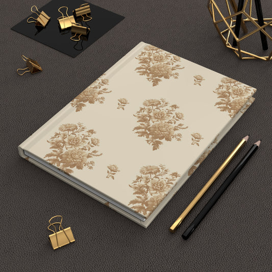 Bouquet Toile de Jouy in Light Brown Hardcover Journal Matte