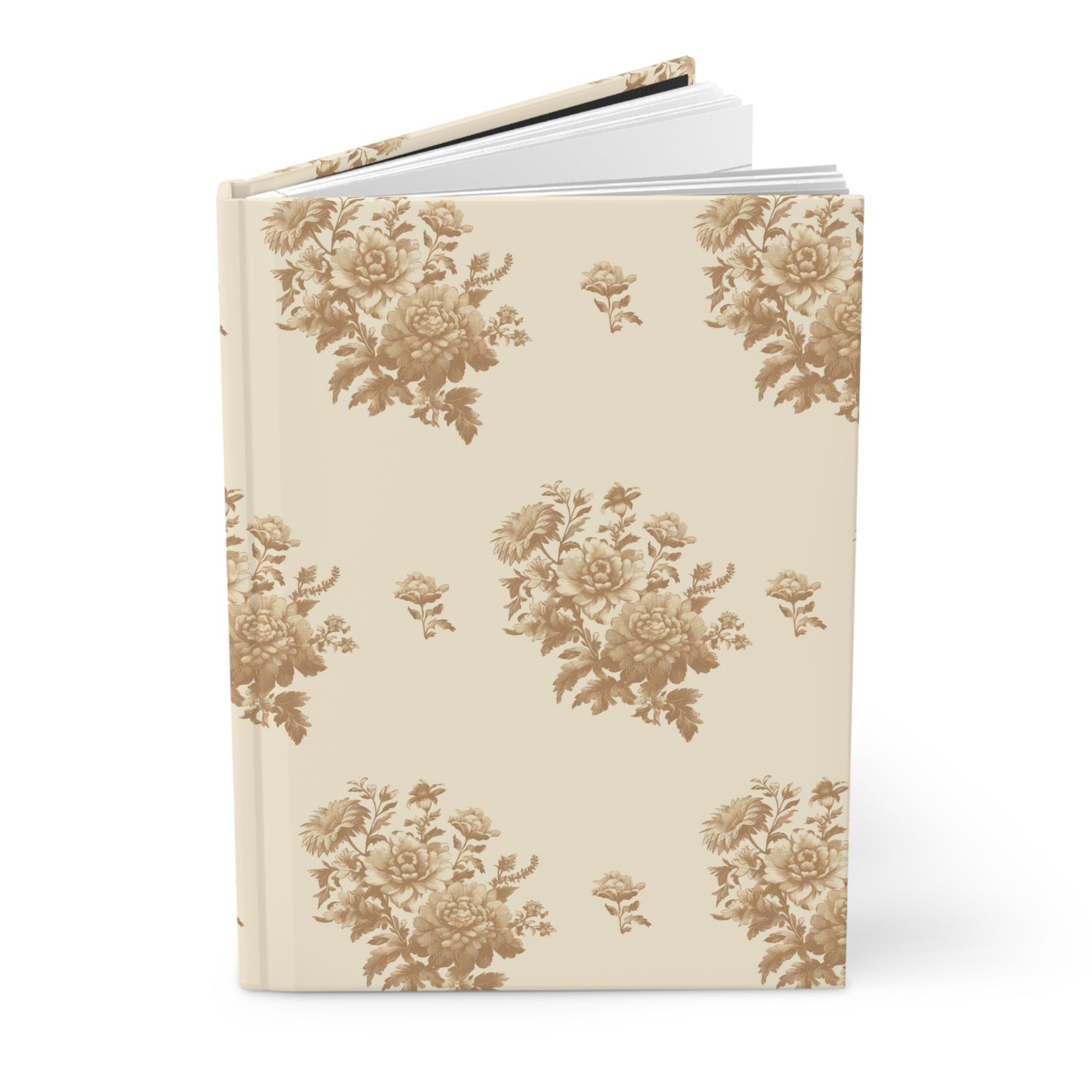 Bouquet Toile de Jouy in Light Brown Hardcover Journal Matte