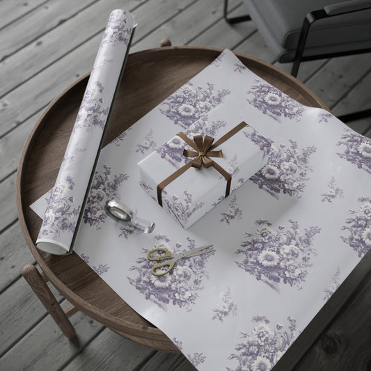 Bouquet Toile de Jouy in Lavender Wrapping Paper 30"x 72"