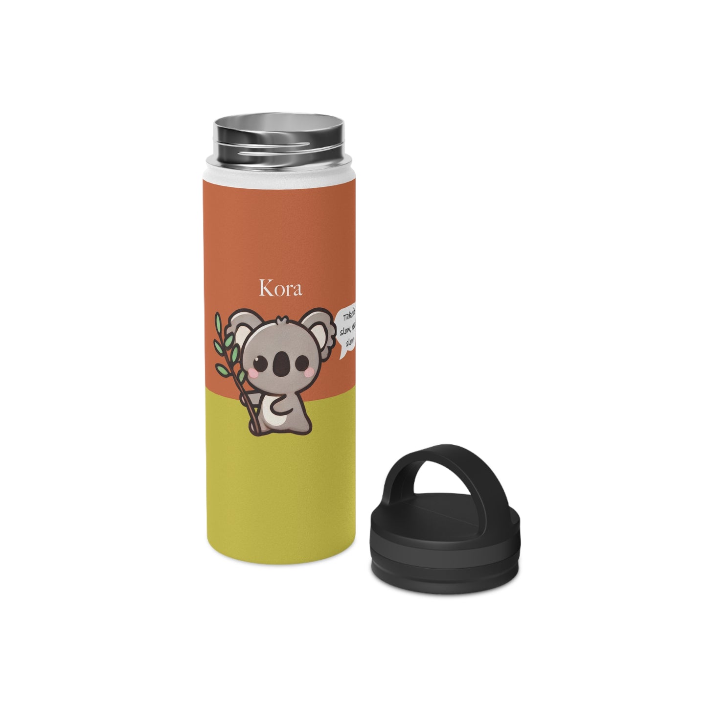 Kora the Koala - Kawaii Designs - Steel Water Bottle Tumbler, Handle Lid