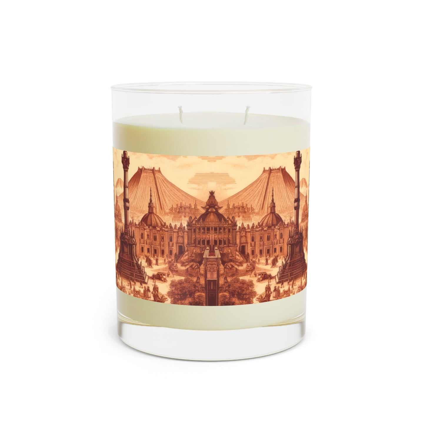 Mexico City in Toile de Jouy Scented Candle - Premium Design Printed On 11oz Glass, Not a Sticker Label