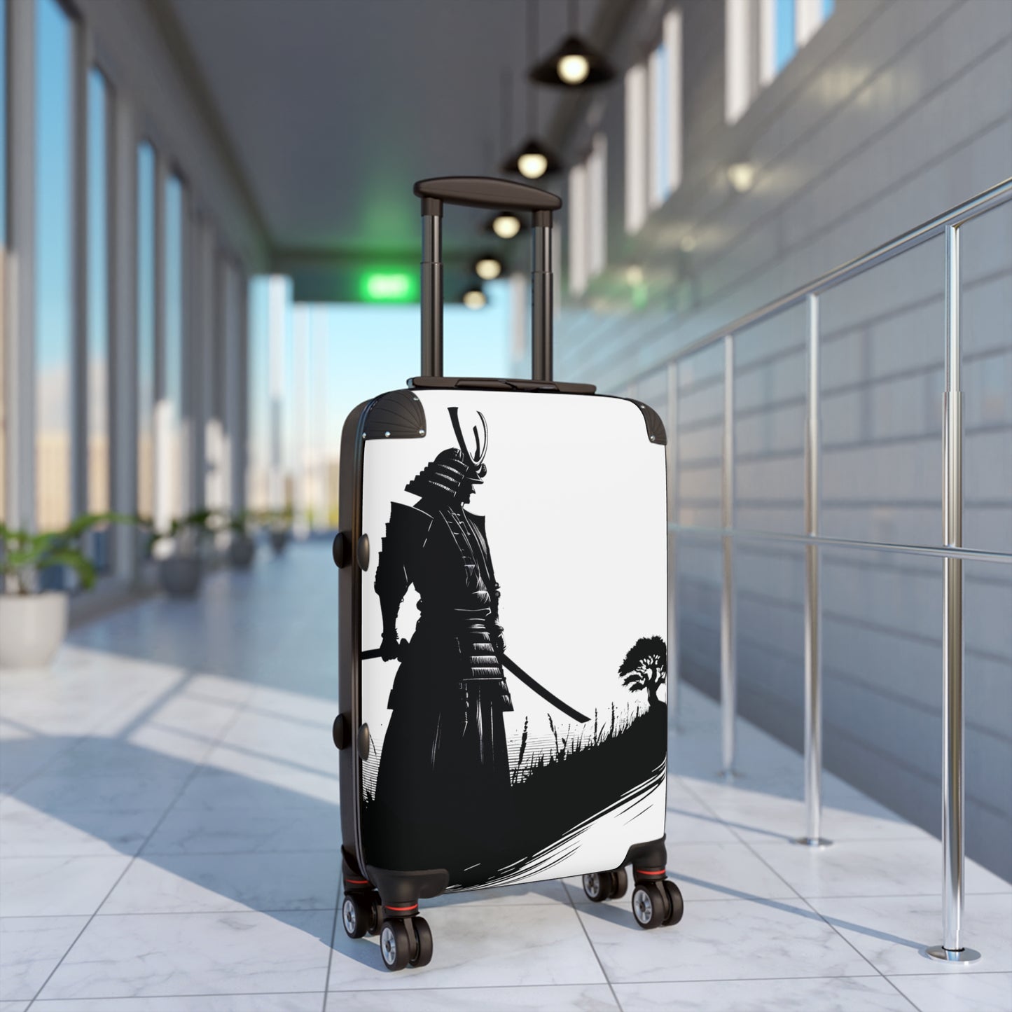 Samurai Silhouette Bonsai Contemplation - Suitcase - Small Carry On Luggage