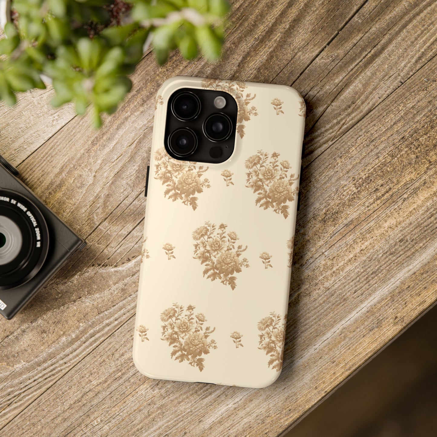 Bouquet Toile de Jouy in Light Brown - Samsung and iPhone Tough Phone Case