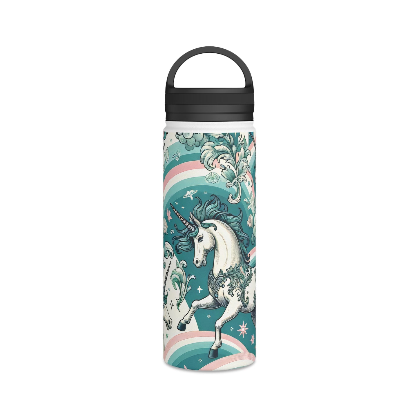 Unicorns and Rainbows Majestic - Steel Water Bottle Tumbler, Handle Lid