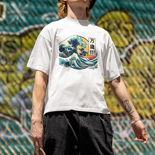 Hokusai Great Wave Man Surfer Graphic Tee Shirt